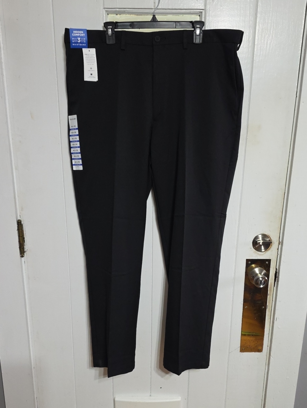 NWT Haggar Men's Classic Black Dress Pants Cool & Dry Flex Waist Comfort 42x32